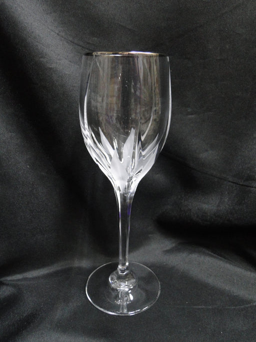 Mikasa Flame D'Amore Platinum, Cut Frosted Swirls: Water OR Wine Goblet, 9"