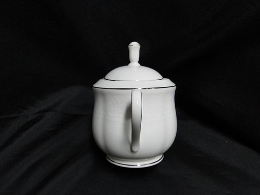 Lenox Hannah Platinum, White Design: Sugar Bowl & Lid, 5" Tall