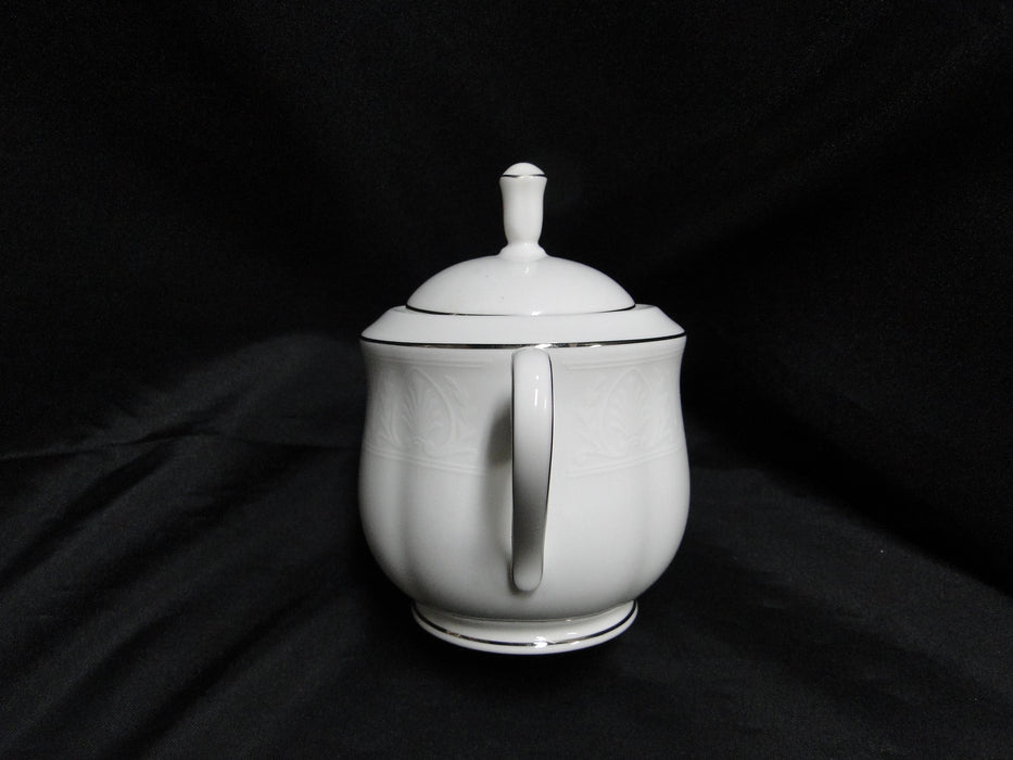 Lenox Hannah Platinum, White Design: Sugar Bowl & Lid, 5" Tall