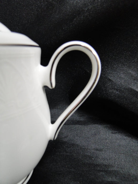 Lenox Hannah Platinum, White Design: Sugar Bowl & Lid, 5" Tall