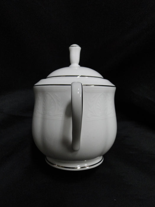 Lenox Hannah Platinum, White Design: Sugar Bowl & Lid, 5" Tall
