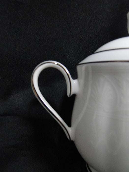 Lenox Hannah Platinum, White Design: Sugar Bowl & Lid, 5" Tall