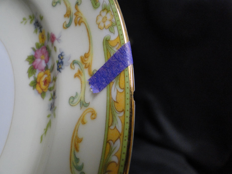 Noritake Arlene, 95645, Green Edge, Tan Scrolls: Salad Plate, 7 1/2", As Is