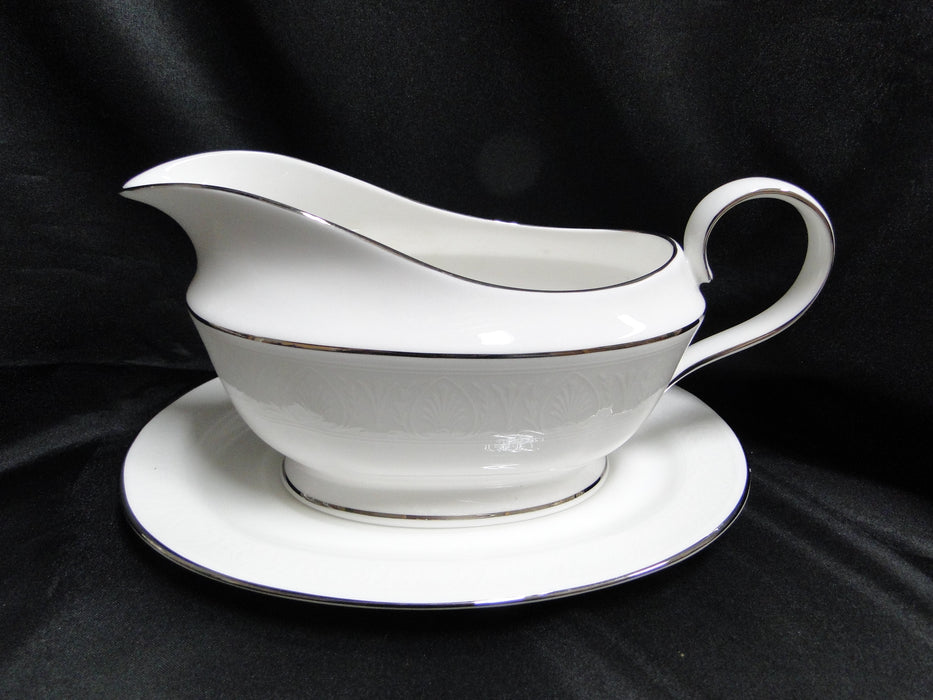 Lenox Hannah Platinum, White Design: Gravy Boat & Separate Underplate