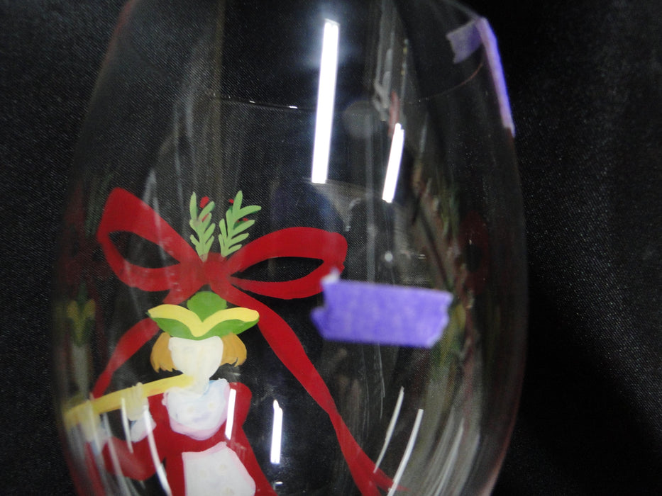 Block 12 Days of Christmas: "11 Pipers" Water or Wine Goblet, 9 1/8", As Is