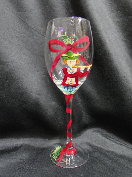 Block 12 Days of Christmas: "11 Pipers" Water or Wine Goblet, 9 1/8", As Is