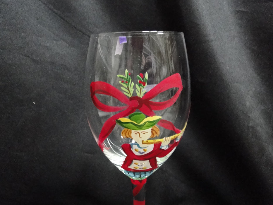 Block 12 Days of Christmas: "11 Pipers" Water or Wine Goblet, 9 1/8", As Is