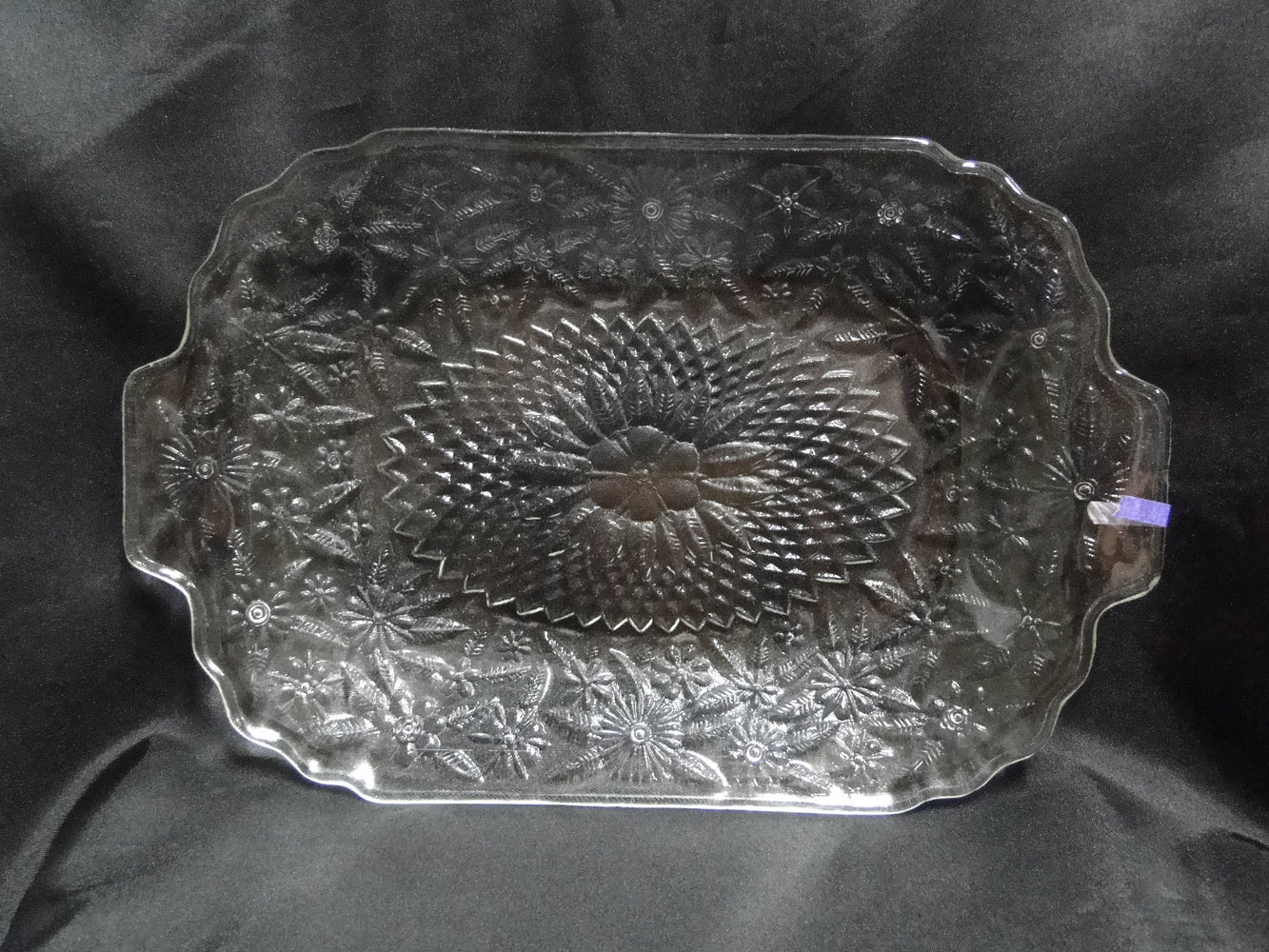 Indiana Glass Pineapple & Floral Clear: Oval Platter, 11 3/8" x 7 3/8", As Is