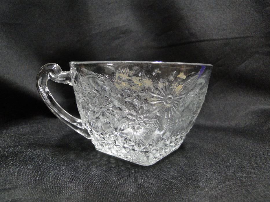 Indiana Glass Pineapple & Floral Clear: Cup & Saucer Set (s), 2 3/8" Tall, As Is