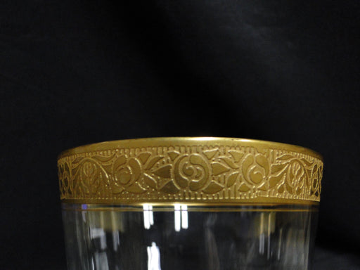 Tiffin Rambler Rose, Encrusted Gold Band: Iced Tea / Parfait, 6 1/8" Tall, As Is