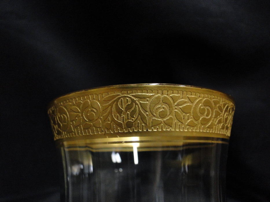 Tiffin Rambler Rose, #14188, Encrusted Gold Band: Water or Wine Goblet, 7 1/4"