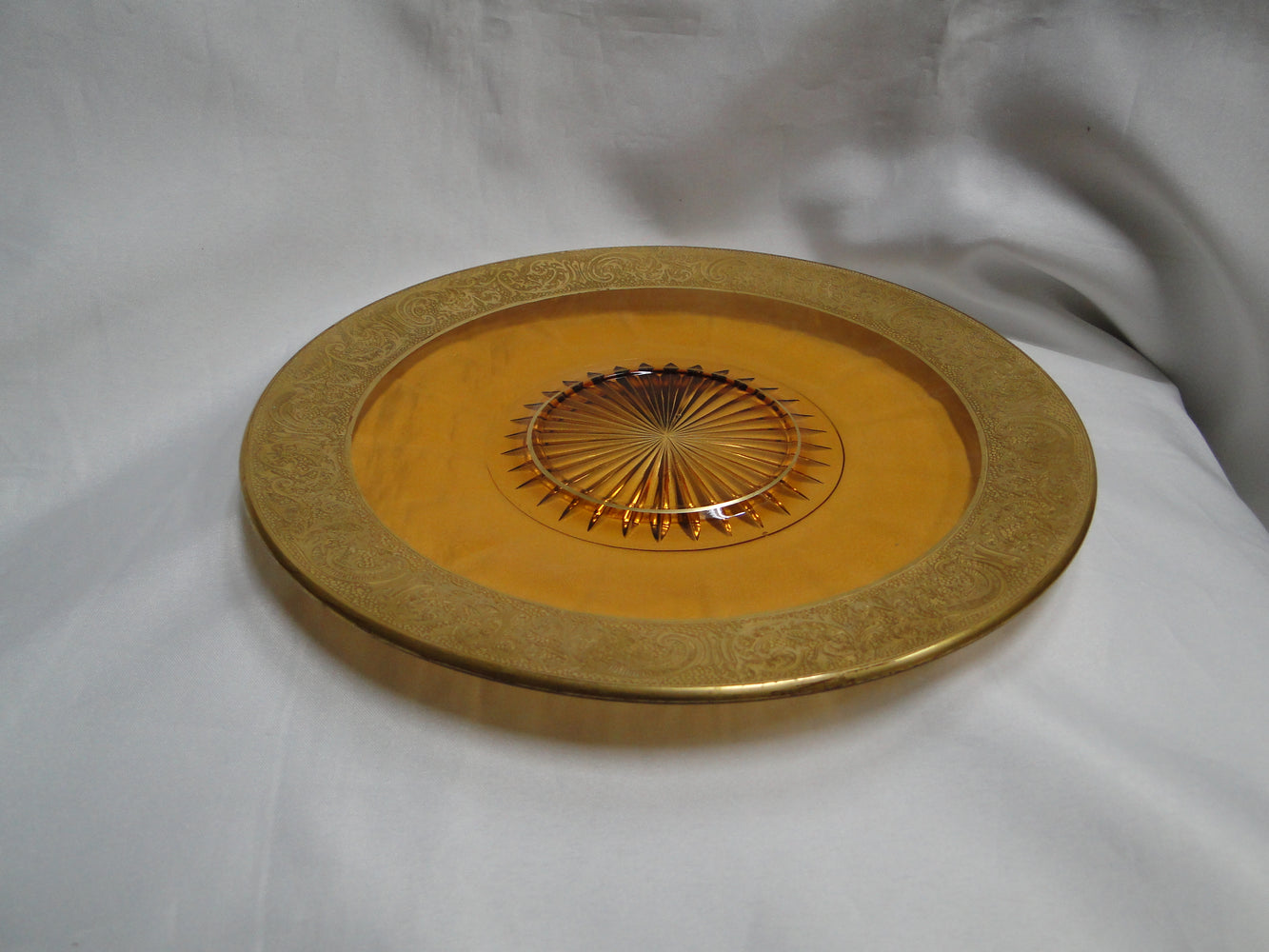 Cambridge Florentine Amber, Gold Encrusted: Round Plate / Platter, 10 1/8"