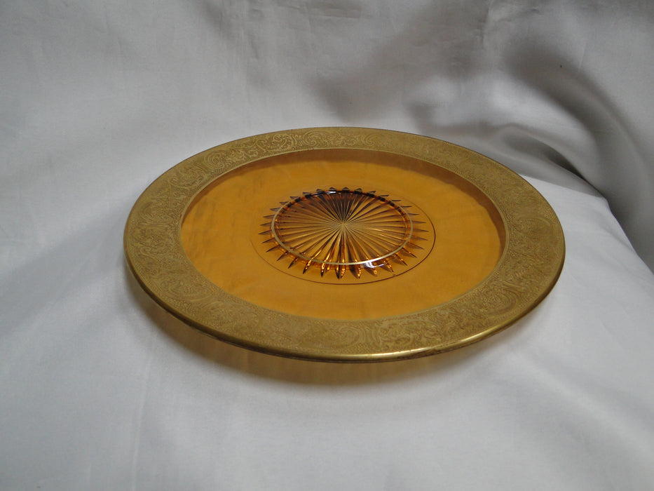 Cambridge Florentine Amber, Gold Encrusted: Round Plate / Platter, 10 1/8"