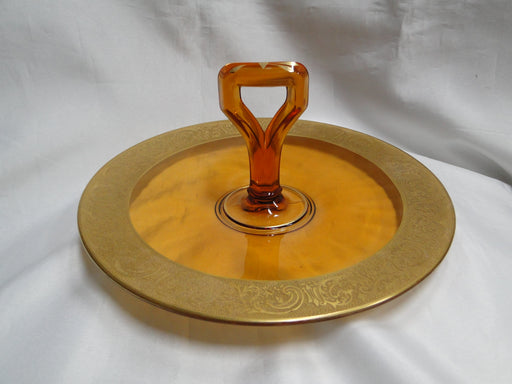 Cambridge Florentine Amber, Gold Encrusted: Round Tray w/ Center Handle, 10"