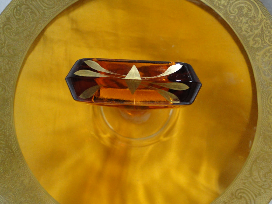Cambridge Florentine Amber, Gold Encrusted: Round Tray w/ Center Handle, 10"