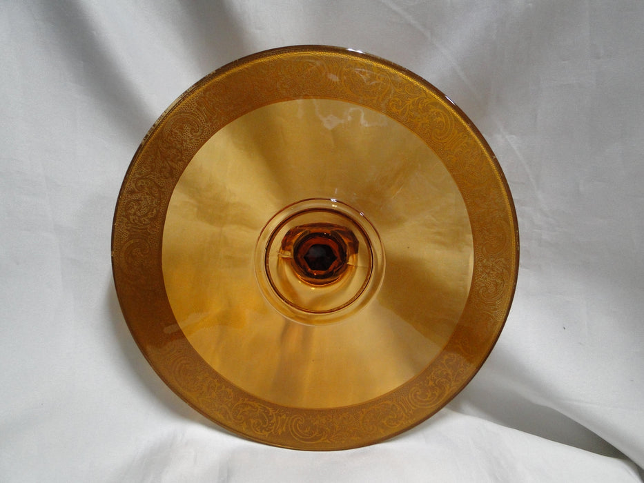 Cambridge Florentine Amber, Gold Encrusted: Round Tray w/ Center Handle, 10"