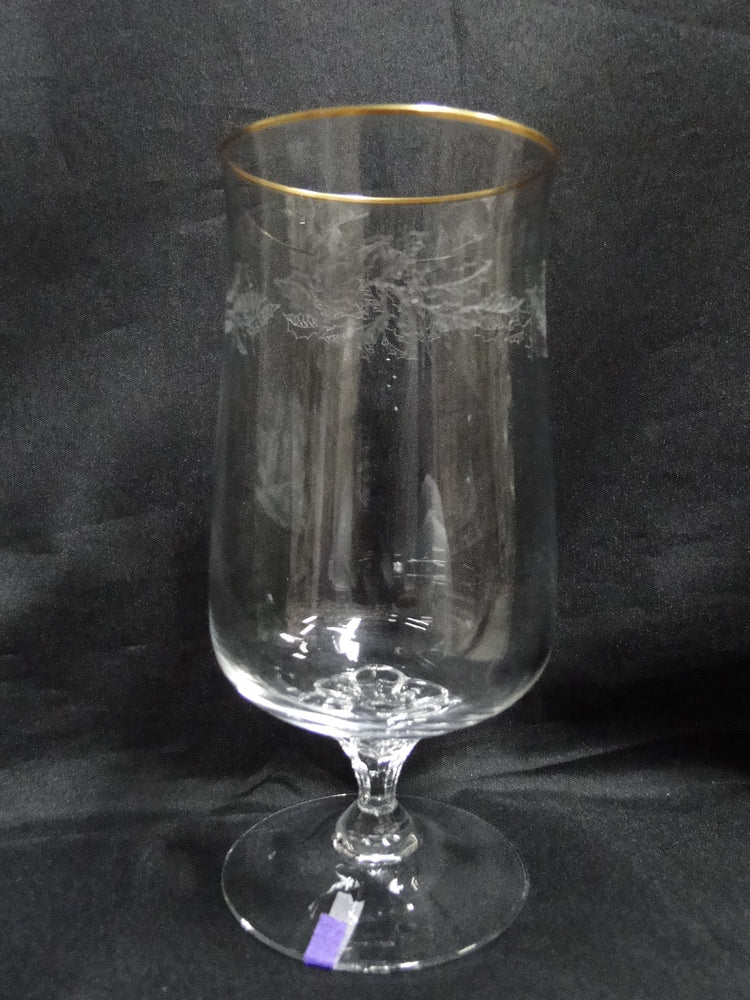 Lenox Holiday Crystal, Older, Etched Holly: Iced Tea, 6 3/8" Tall, As Is