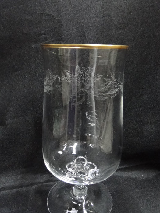 Lenox Holiday Crystal, Older, Etched Holly: Iced Tea, 6 3/8" Tall, As Is