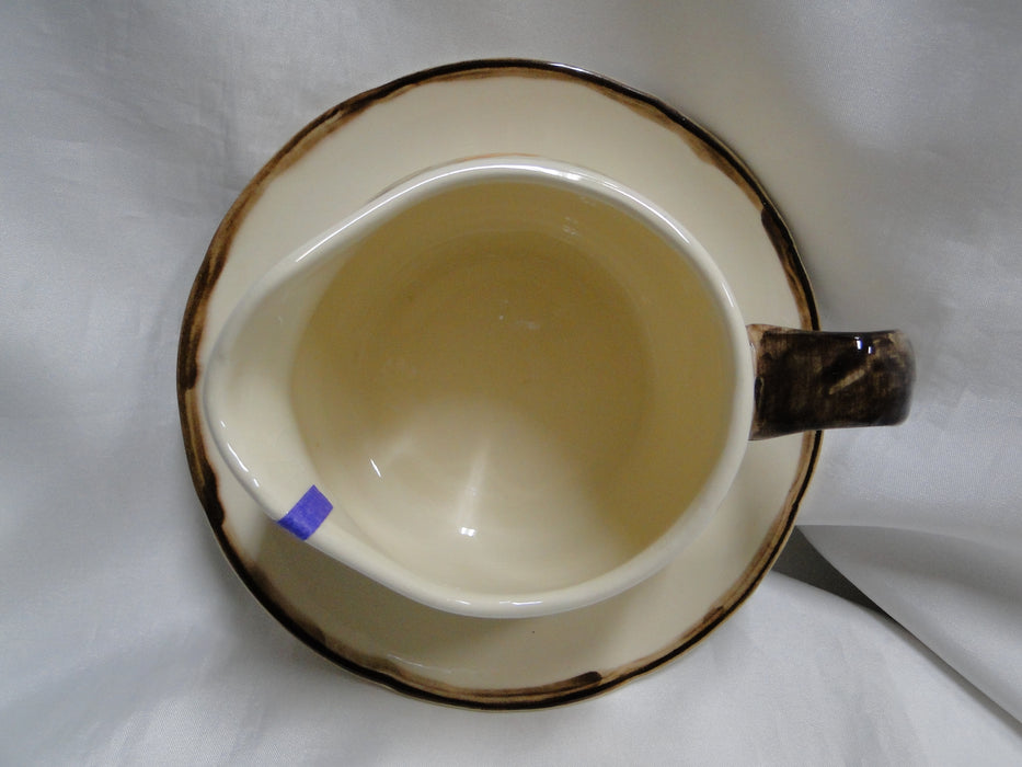 Franciscan October, USA, Fall Leaves: Gravy Bowl w/ Attached Plate, Crazing