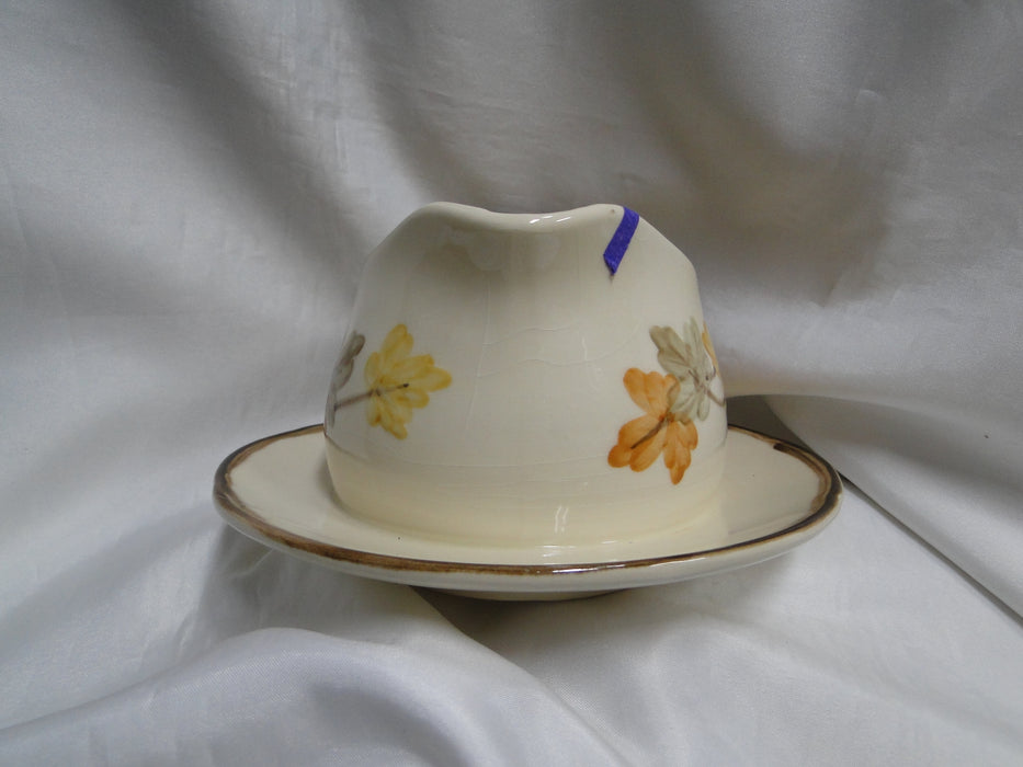 Franciscan October, USA, Fall Leaves: Gravy Bowl w/ Attached Plate, Crazing