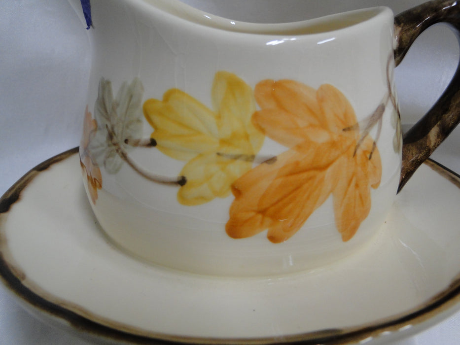 Franciscan October, USA, Fall Leaves: Gravy Bowl w/ Attached Plate, Crazing