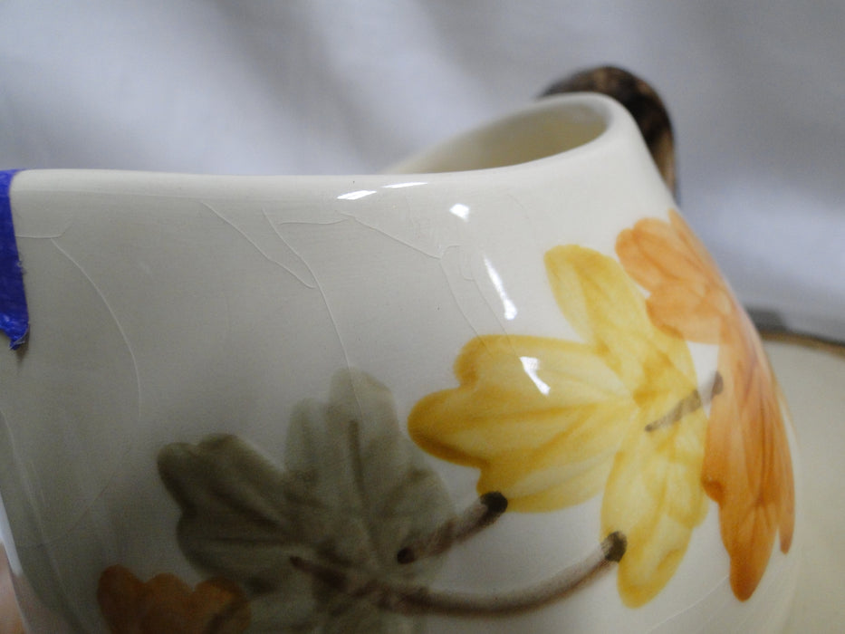 Franciscan October, USA, Fall Leaves: Gravy Bowl w/ Attached Plate, Crazing