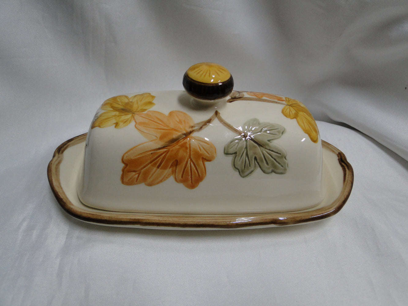Franciscan October, USA, Fall Leaves: Covered Butter Dish w/ Lid