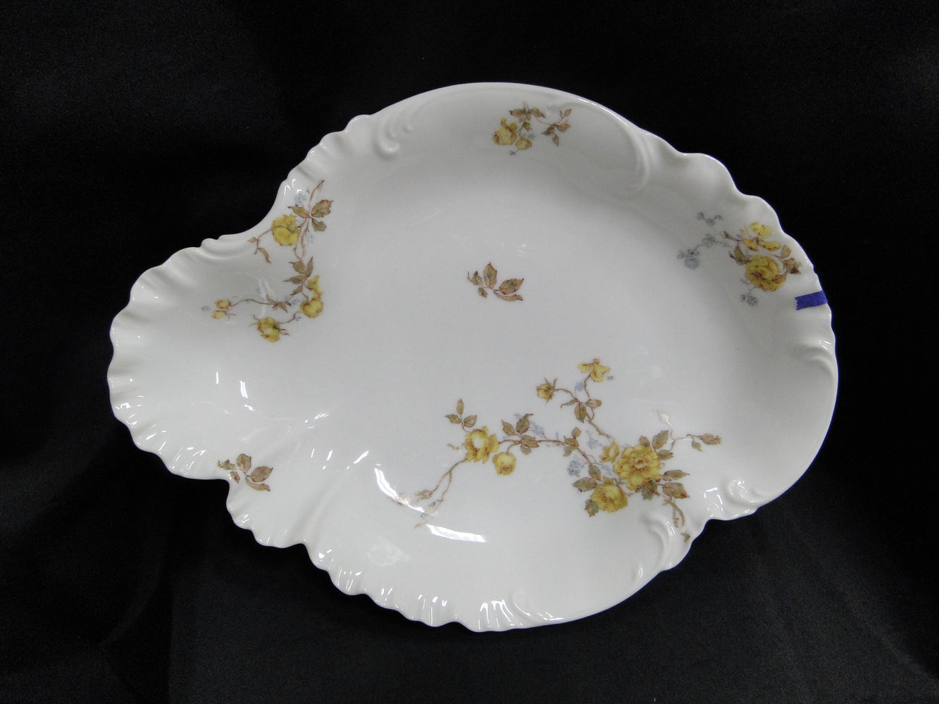 Haviland (Limoges) Schleiger 266, Yellow Roses: Oval Serving Bowl, 11 3/4" As Is