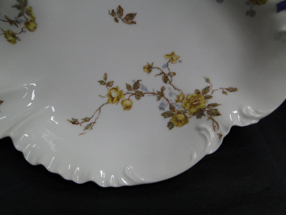 Haviland (Limoges) Schleiger 266, Yellow Roses: Oval Serving Bowl, 11 3/4" As Is