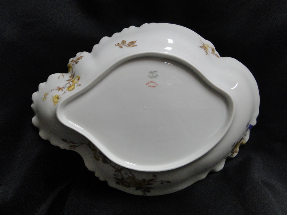 Haviland (Limoges) Schleiger 266, Yellow Roses: Oval Serving Bowl, 11 3/4" As Is