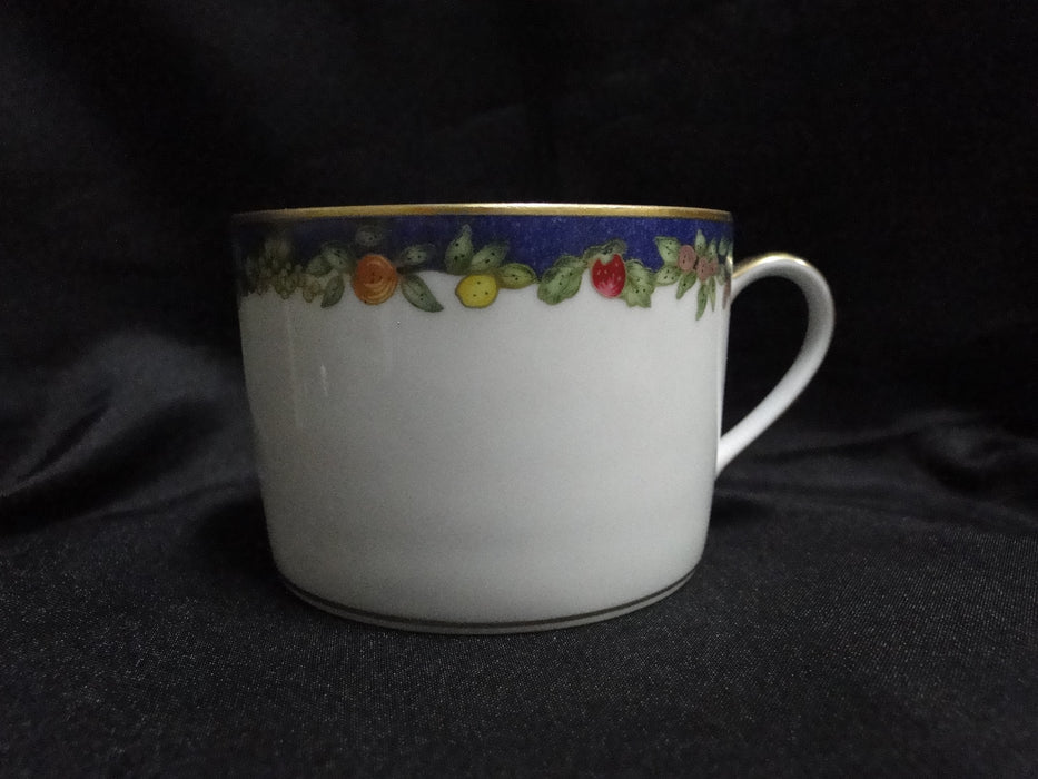 Bernardaud Frutti Fiori, Fruit, Flowers, Blue Rim: Cup & Saucer Set 2 1/8", Nick