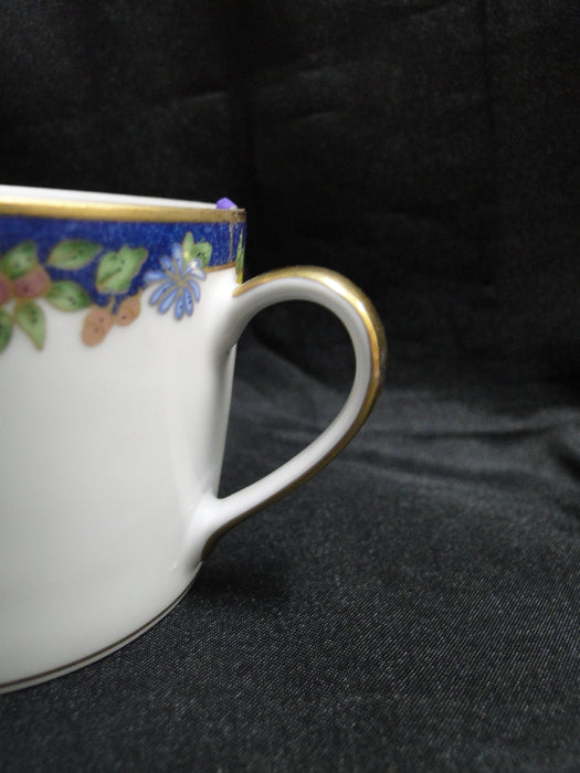 Bernardaud Frutti Fiori, Fruit, Flowers, Blue Rim: Cup & Saucer Set 2 1/8", Nick