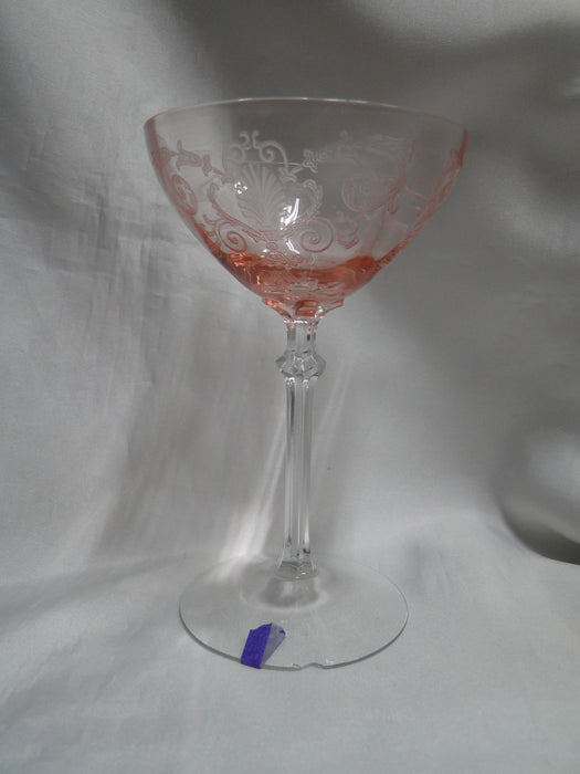 Fostoria Versailles Pink, Etched: Champagne / Tall Sherbet, 6" Tall, As Is