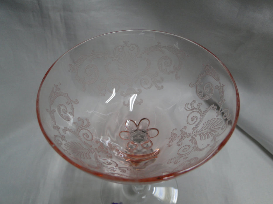 Fostoria Versailles Pink, Etched: Champagne / Tall Sherbet, 6" Tall, As Is