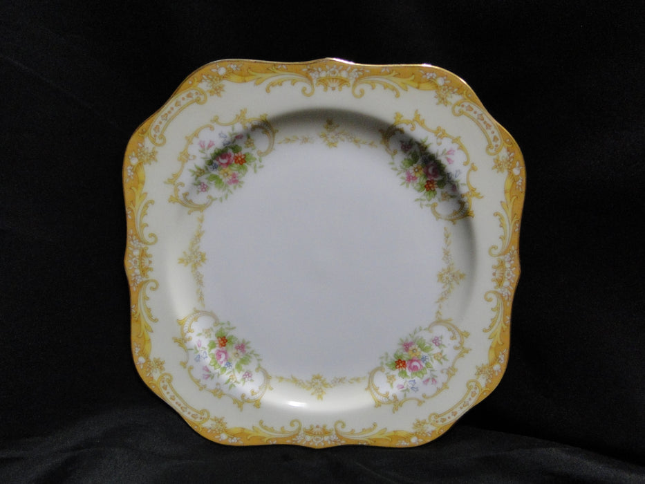 Noritake N3444, Yellow Edge, Florals: Square Salad Plate (s), 7 3/4"