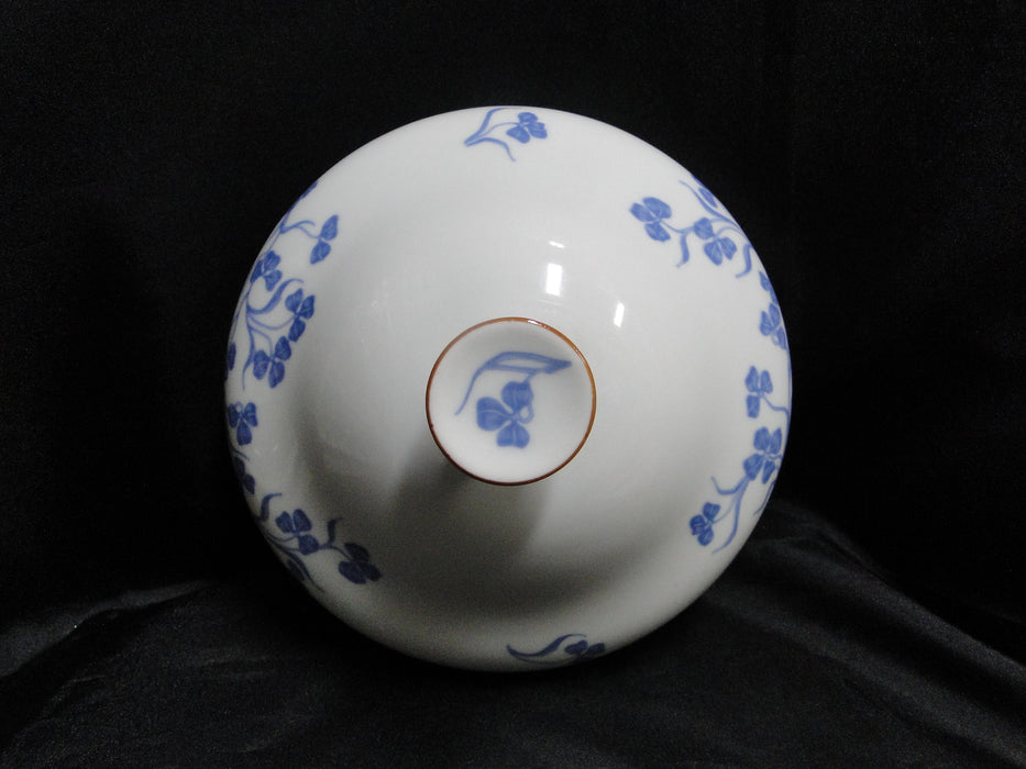 Porsgrund Norway Blue Flowers, Brown Trim: Round Serving Bowl & Lid, 9 3/4"