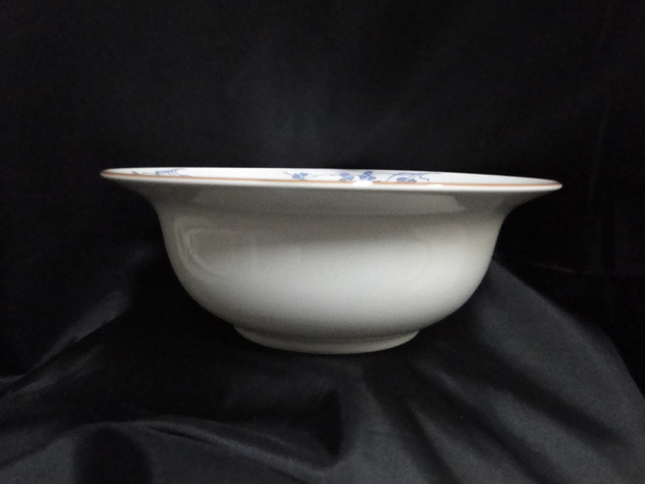 Porsgrund Norway Blue Flowers, Brown Trim: Round Serving Bowl & Lid, 9 3/4"