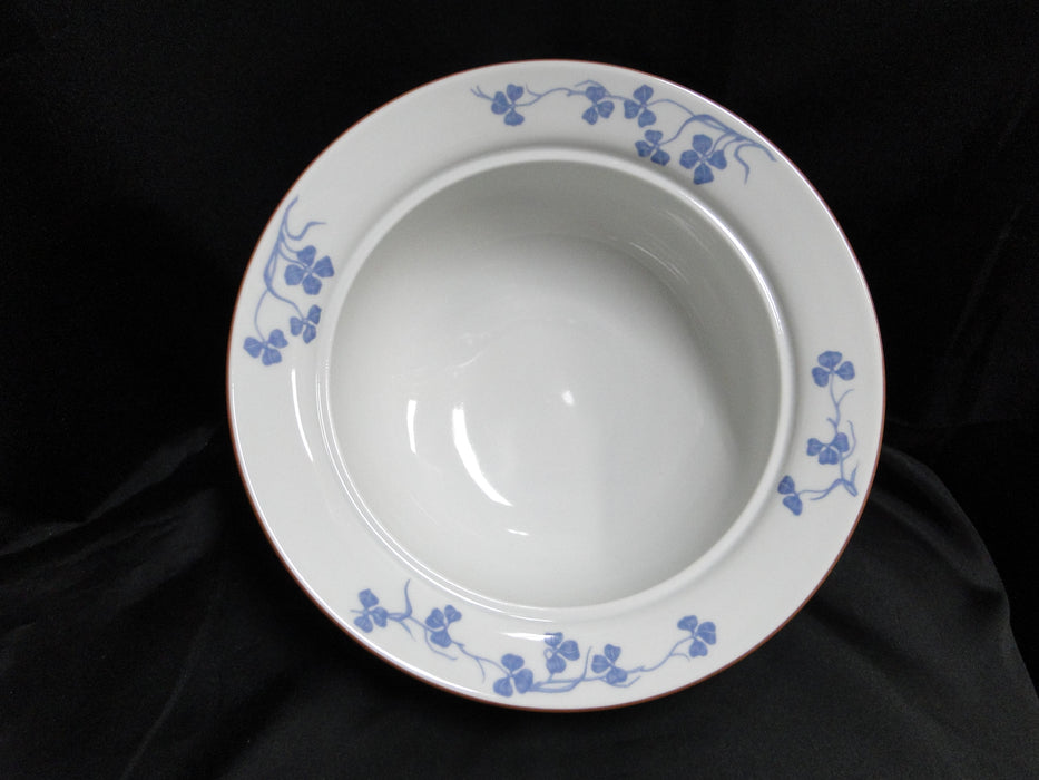 Porsgrund Norway Blue Flowers, Brown Trim: Round Serving Bowl & Lid, 9 3/4"