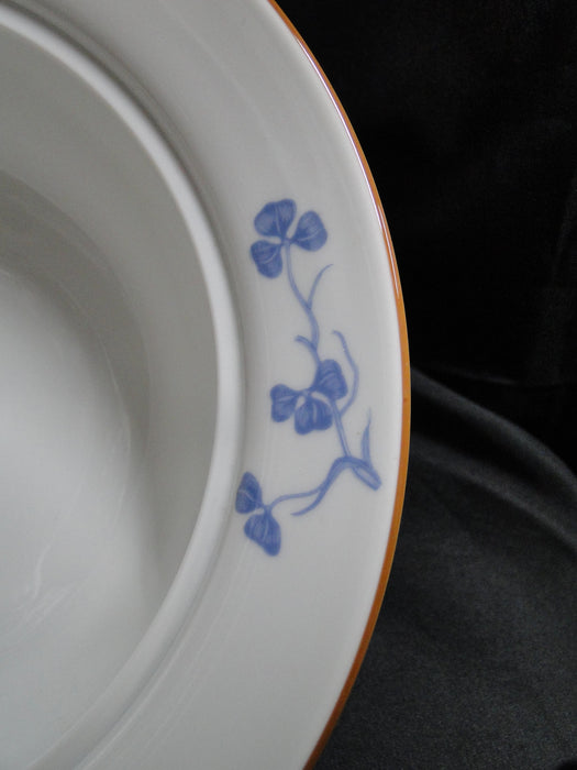 Porsgrund Norway Blue Flowers, Brown Trim: Round Serving Bowl & Lid, 9 3/4"