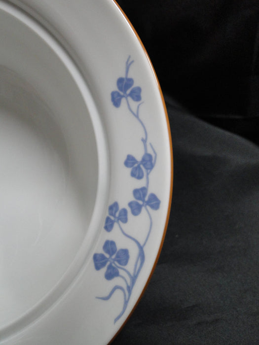 Porsgrund Norway Blue Flowers, Brown Trim: Round Serving Bowl & Lid, 9 3/4"