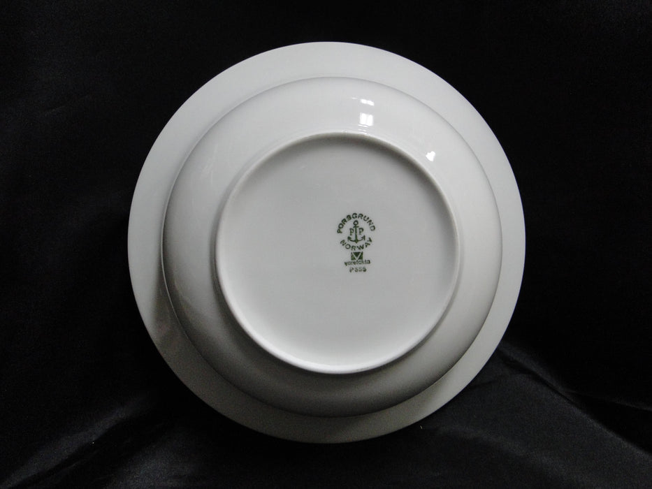 Porsgrund Norway Blue Flowers, Brown Trim: Round Serving Bowl & Lid, 9 3/4"