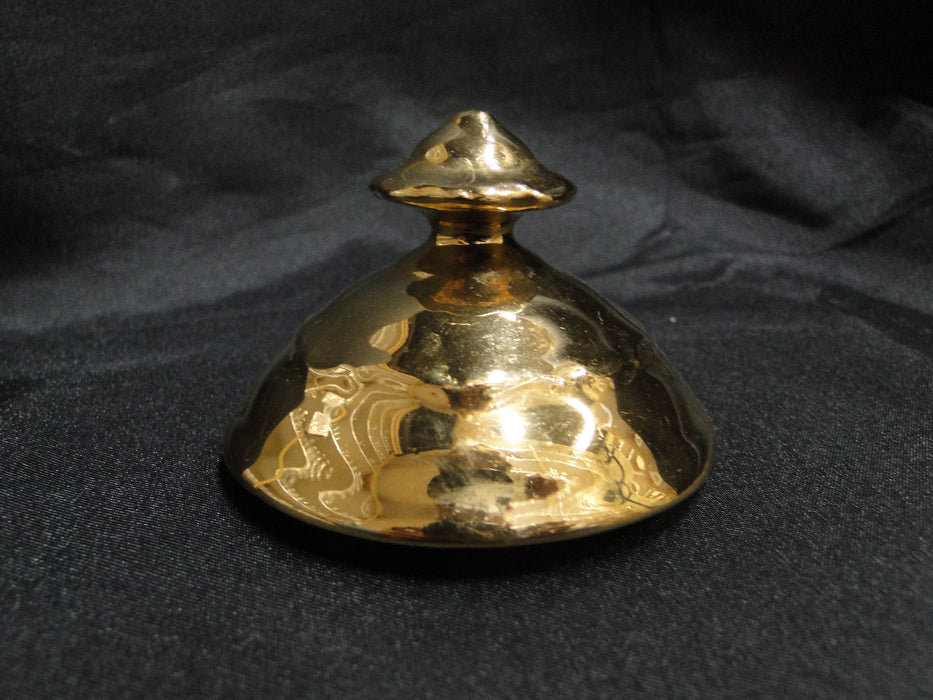Germany White Inside w/ Gold Glaze Outside: Sugar Bowl & Lid, 4 1/2"