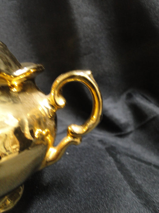 Germany White Inside w/ Gold Glaze Outside: Sugar Bowl & Lid, 4 1/2"