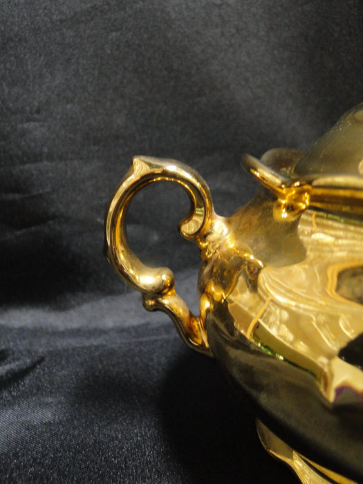 Germany White Inside w/ Gold Glaze Outside: Sugar Bowl & Lid, 4 1/2"
