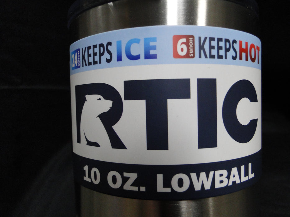 RTIC Stainless Steel Drinkware: NEW 10 oz Lowball Tumbler & Lid, 4 5/8", Box