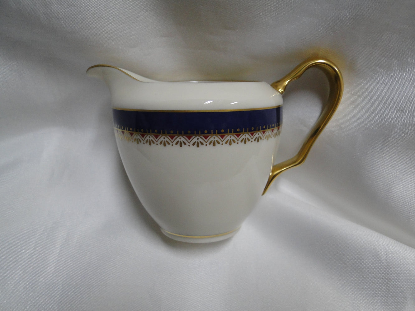 Lenox Jefferson, Blue Band, Red & Gold: Creamer / Cream Pitcher, 3 1/8"