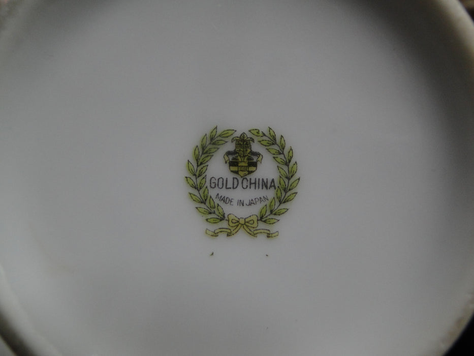 Gold China GOC10, Flowers, Tan & Purple Edge: Sugar Bowl & Lid, 4 5/8", As Is