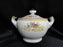 Gold China GOC10, Flowers, Tan & Purple Edge: Sugar Bowl & Lid, 4 5/8", As Is