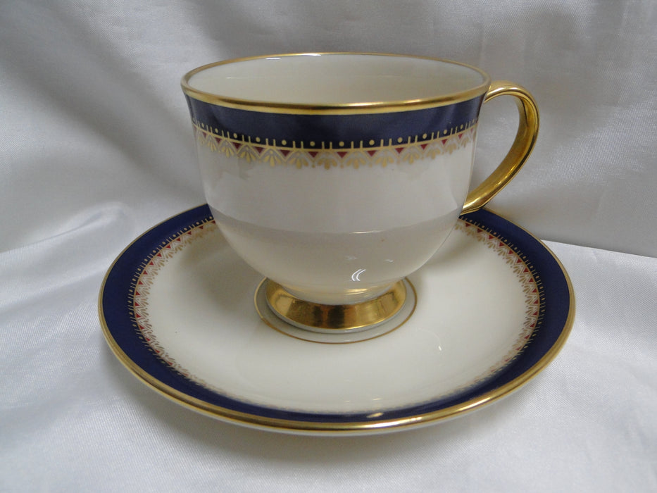 Lenox Jefferson, Blue Band, Red & Gold: Cup & Saucer Set (s), 2 7/8" Tall