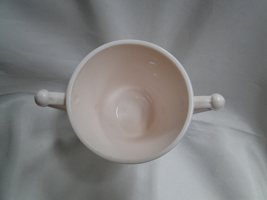 Jeannette Glass Shell Pink Milk Glass: Sugar Bowl & Lid, 6 3/4" Tall, Pears